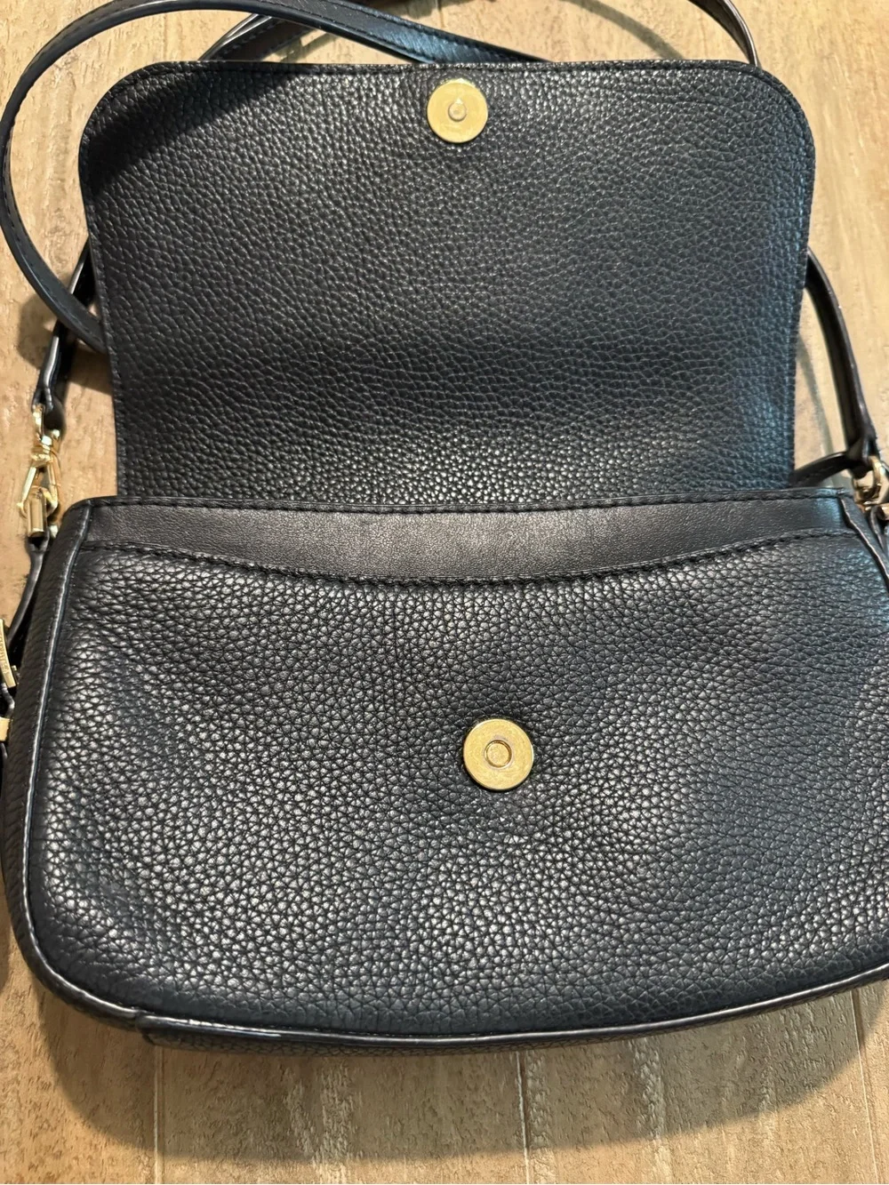 Michael Kors Black Pebbled Leather Crossbody with Gold Hardware